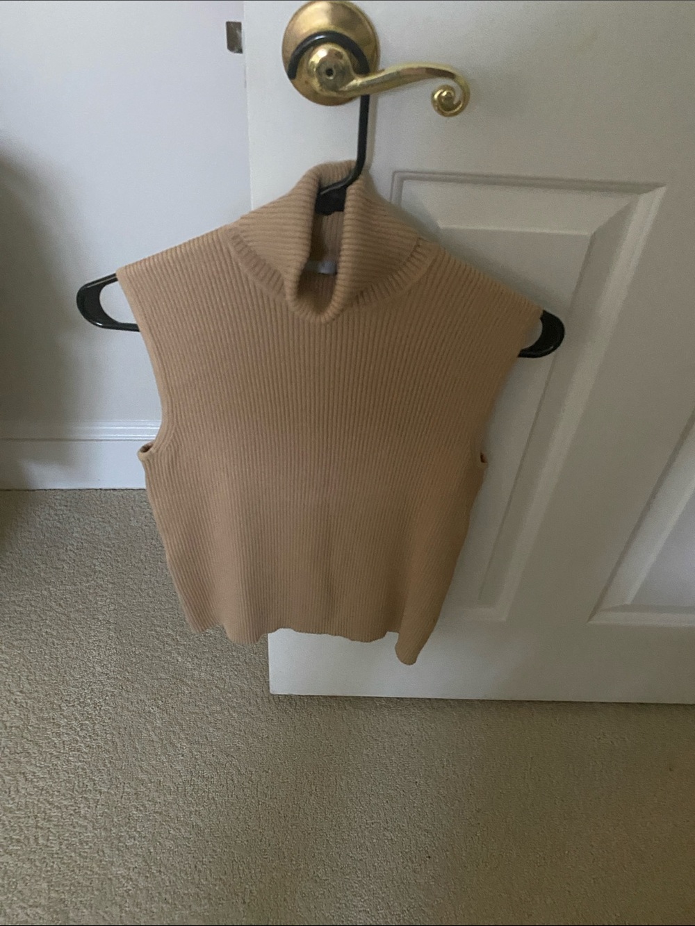 Chico's Sleeveless Ribbed Turtleneck Sweater In Beige